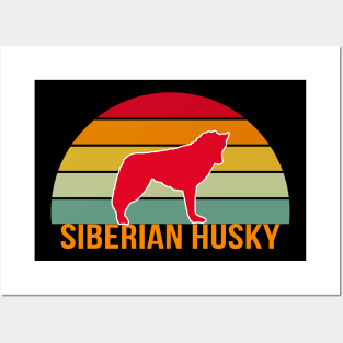 Siberian Husky Vintage Silhouette Posters and Art